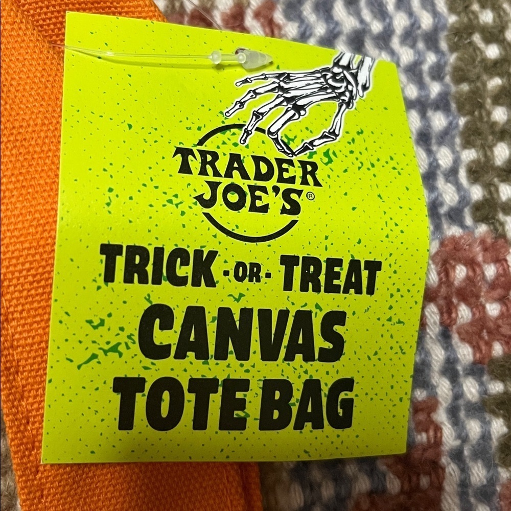 NWT Trader Joe’s Limited Edition Trick or Treat Orange Mini Canvas Tote Bag - Picture 2 of 7